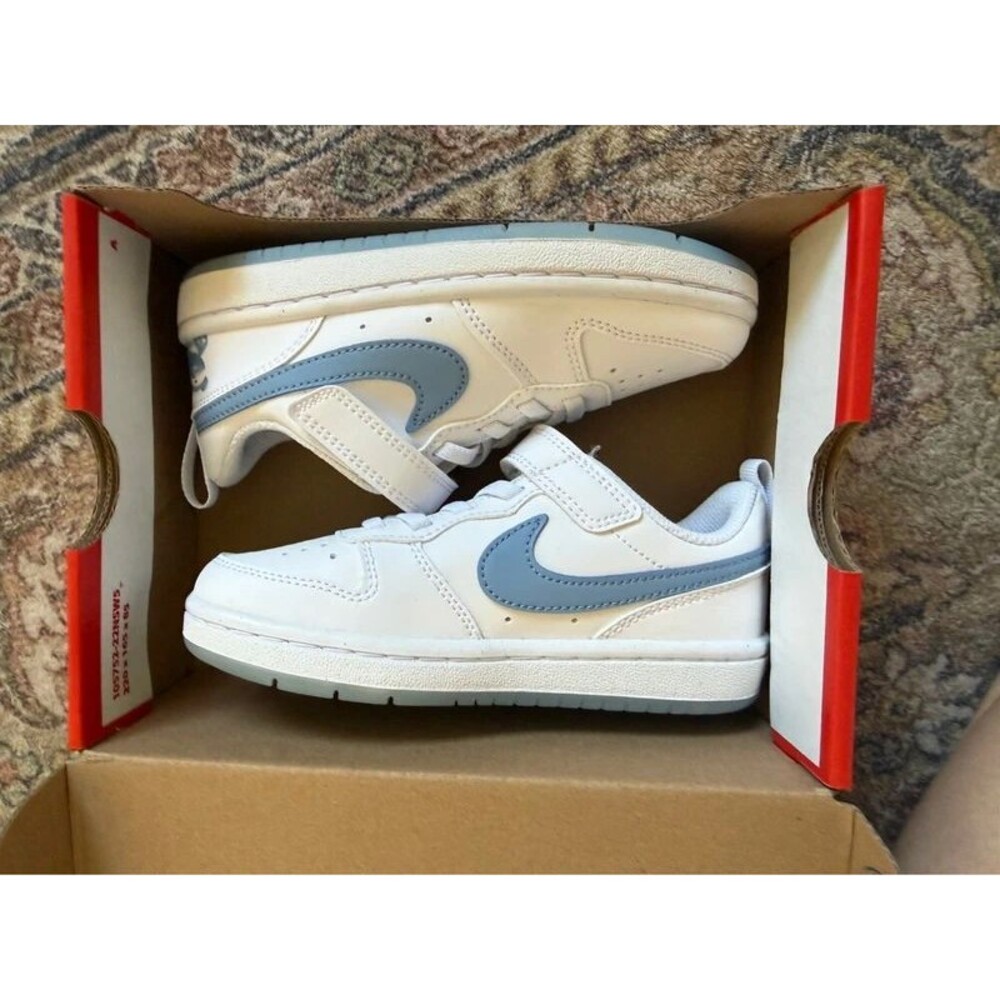 Nike Court Borough Low Sneaker Boys Shoes 11C White/Blue
